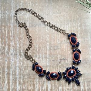 Coral and Navy J. Crew statement necklace